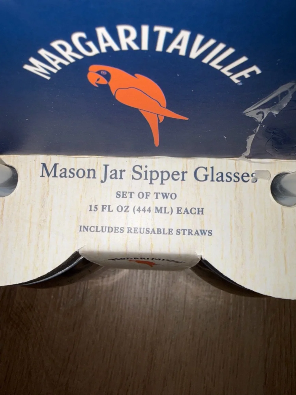 Margaritaville Mason Jar Sipper Glasses With Straws Set Of 2 15 Fl Ounce New